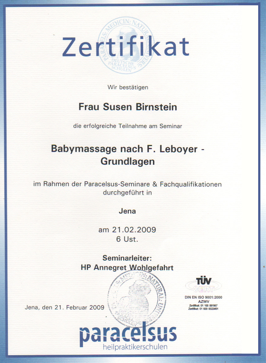 Babymassage nach F. Leboyer, Susen Birnstein