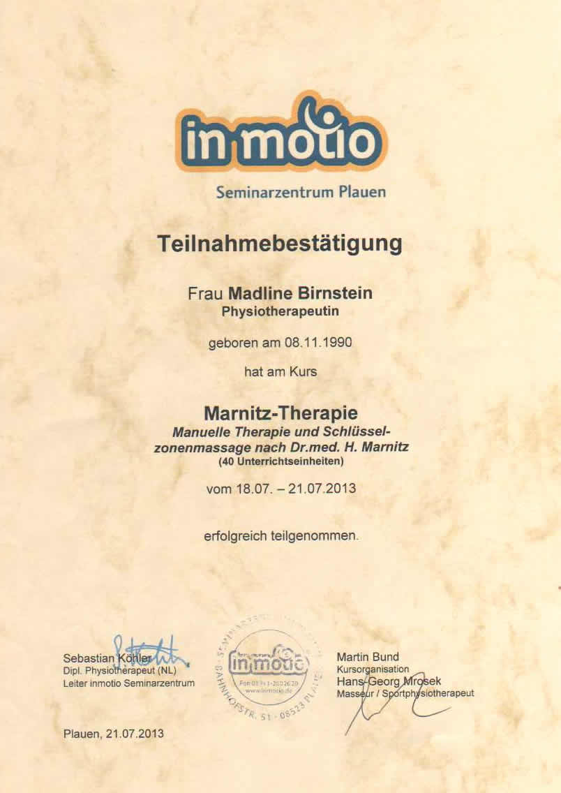 Marnitz-Therapie Madline Birnstein 